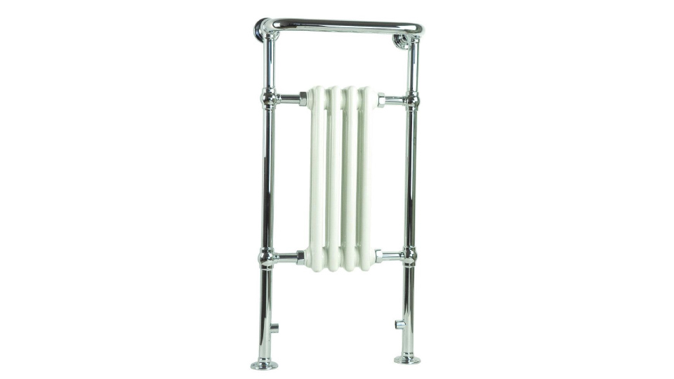 4 COLUMN TOWEL RADIATOR, BRASS WITH CHROME FINISH. SIZE: 952MM X 479MM
