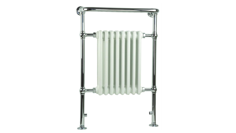 8 COLUMN TOWEL RADIATOR, BRASS WITH CHROME FINISH. SIZE: 952MM X 659MM